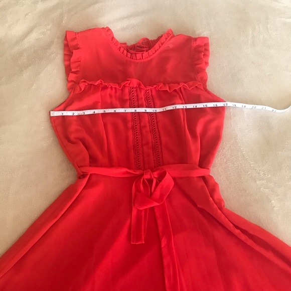 Billie and Blossom Red Midi Ruffle Dress - Size 10 - Picture 6 of 8